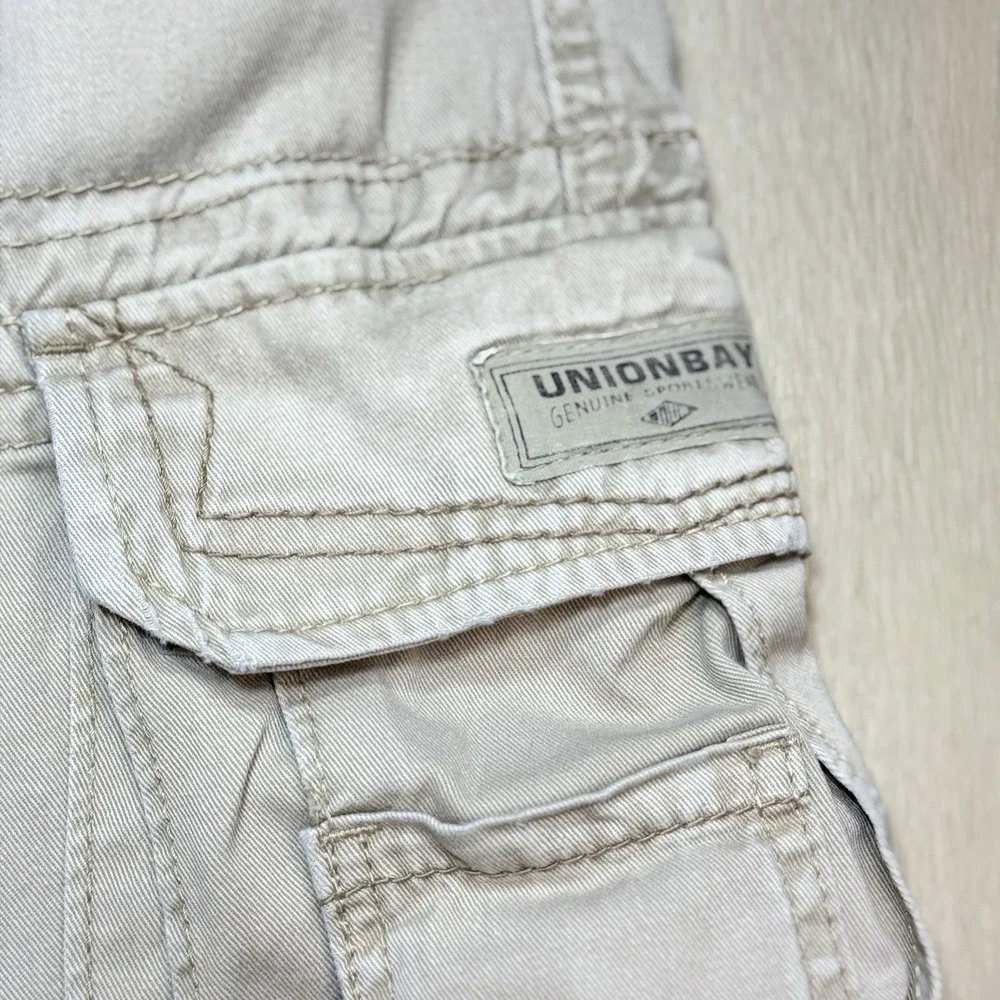 VTG Unionbay Cargo Pants Khaki 36x27 Cotton Y2K Workwear Utility Mens Casual Fit